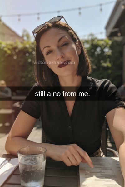 Denial Caption #018: auto selfie snap - Victoria Hale